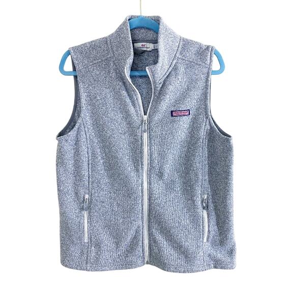 Vineyard Vines Gray Knit Fleece Lined Vest Zip Up Women's Size Large VGUC - Picture 1 of 6